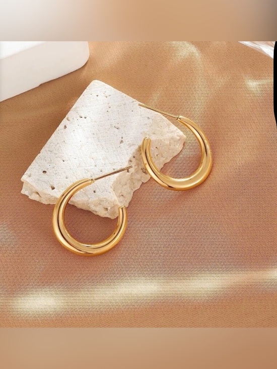 Jewelry - 18k Gold Plated Classic Cuff Hoop Earrings – Tarnish Resistant